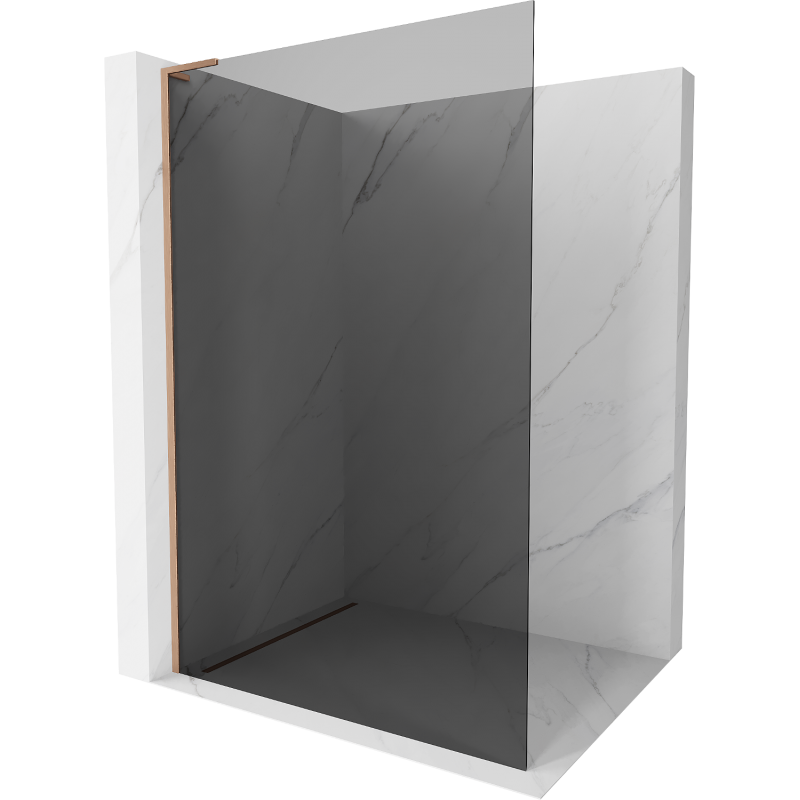 Mexen Kioto L Duschwand Walk-in 110 x 200 cm, Graphit, gebürstetes Kupfer - 800-110-103-65-40