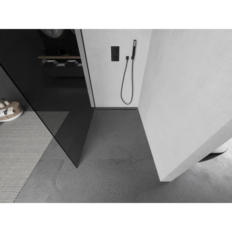 Mexen Kioto L Duschwand Walk-in 120 x 200 cm, Graphit, Schwarz - 800-120-103-70-40