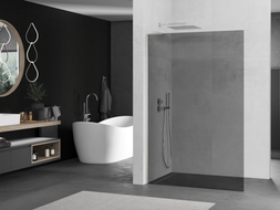 Mexen Kioto L Duschwand Walk-in 80 x 200 cm, Graphit, Gebürsteter Nickel - 800-080-103-97-40