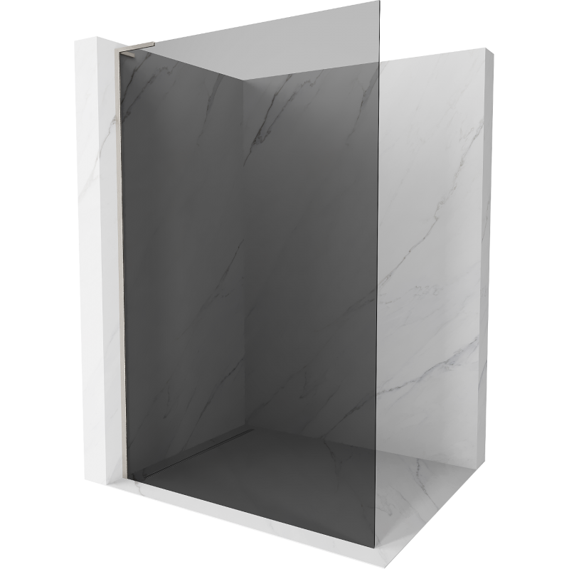 Mexen Kioto L Duschwand Walk-in 80 x 200 cm, Graphit, Gebürsteter Nickel - 800-080-103-97-40