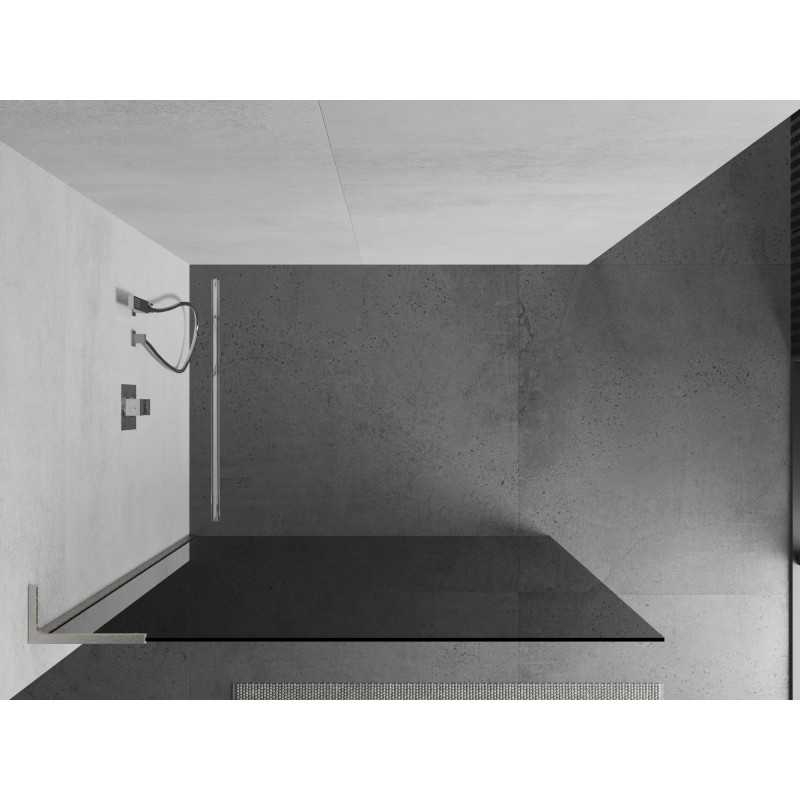 Mexen Kioto L Duschabtrennung Walk-in 90 x 200 cm, Graphit, Gebürsteter Nickel - 800-090-103-97-40