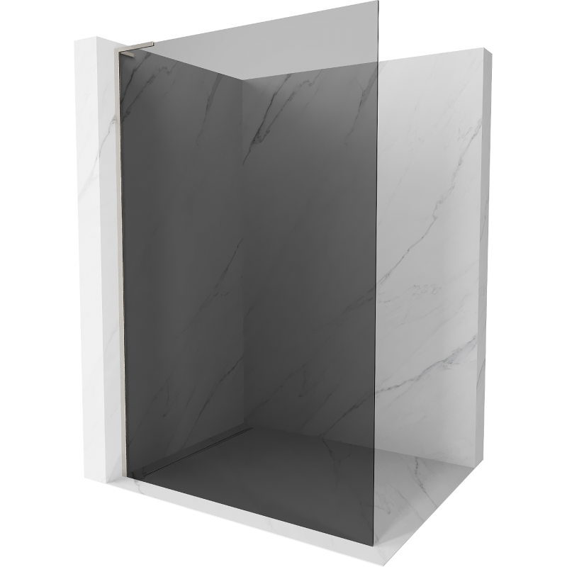Mexen Kioto L Duschwand Walk-in 120 x 200 cm, Graphit, gebürstetes Nickel - 800-120-103-97-40