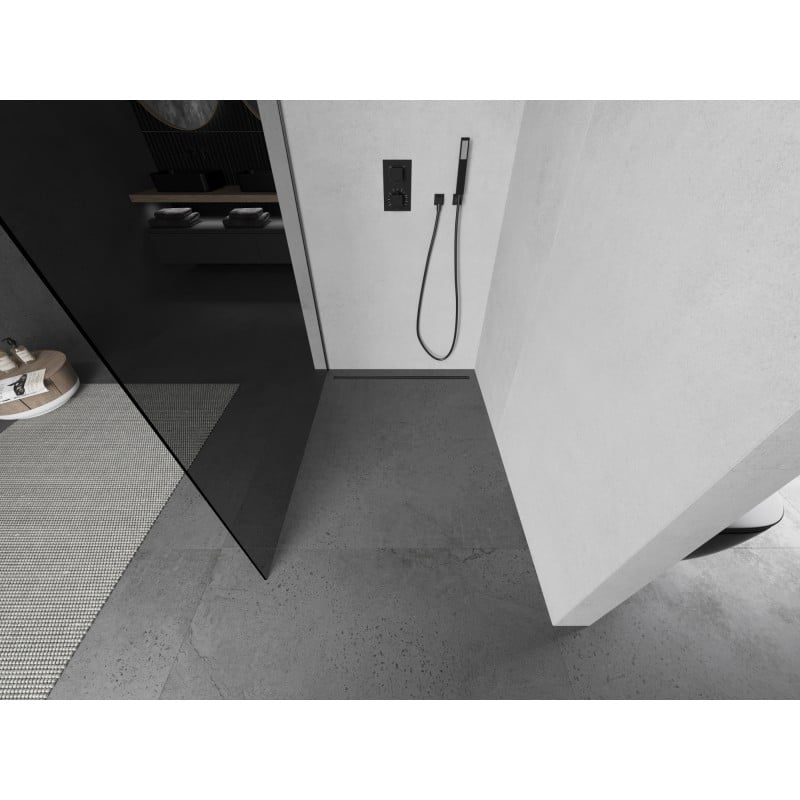 Mexen Kioto L Duschwand Walk-in 70 x 200 cm, Graphit, Gun Gray gebürstet - 800-070-103-66-40