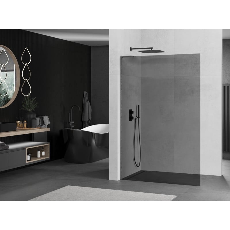 Mexen Kioto L Duschwand Walk-in 90 x 200 cm, graphit, gebürstet gun gray - 800-090-103-66-40