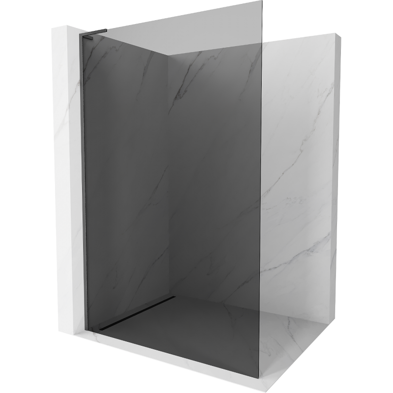 Mexen Kioto L Duschwand Walk-in 90 x 200 cm, graphit, gebürstet gun gray - 800-090-103-66-40