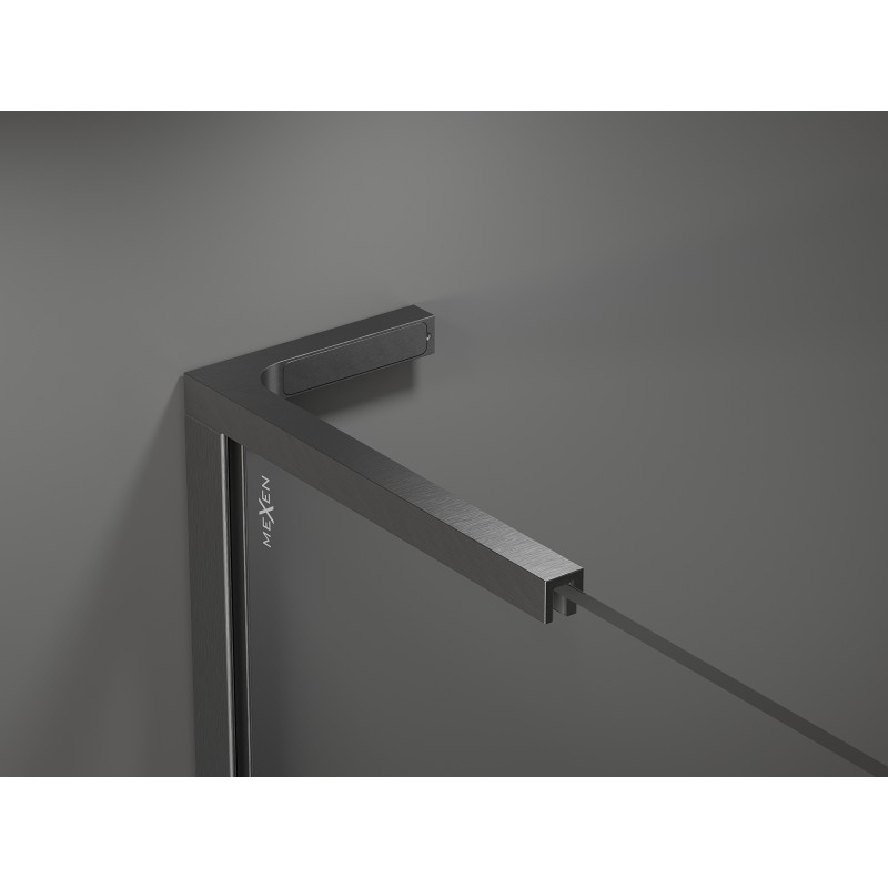 Mexen Kioto L Walk-in-Duschwand 100 x 200 cm, grafit, gebürstetes Waffengrau - 800-100-103-66-40