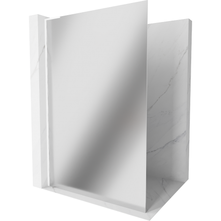 Mexen Kioto L-Duschwand Walk-in 100 x 200 cm, Spiegel, weiß - 800-100-103-20-50