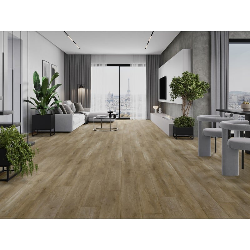 Mexen Clermont Vinylböden 1240 x 182 mm SPC 6,5 mm, IXPE-Unterlage 1,5 mm, 4 V-Fuge, Eiche - F1053-1240-182-505-4V1-01