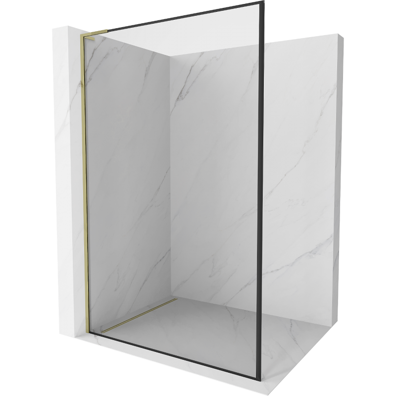Mexen Kioto L Duschwand Walk-in 50 x 200 cm, schwarzer Rahmen, gold - 800-050-103-50-70