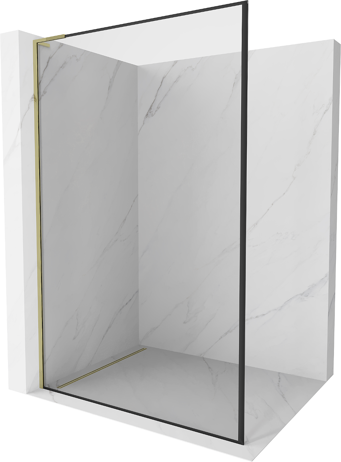 Mexen Kioto L Duschelement Walk-in 50 x 200 cm, schwarzes Muster, gold - 800-050-103-50-70