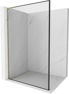 Mexen Kioto L Duschwand Walk-in 60 x 200 cm, schwarzer Rahmen, gold - 800-060-103-50-70