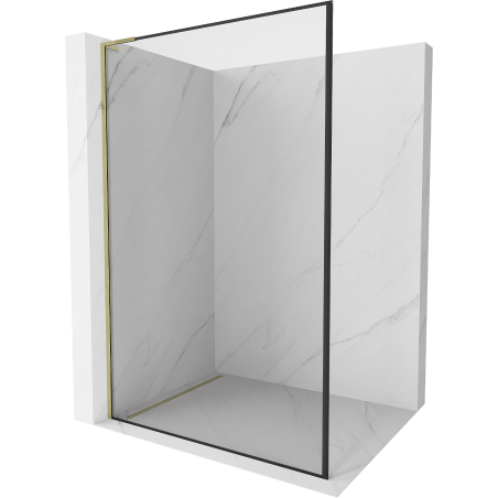 Mexen Kioto L Duschwand Walk-in 110 x 200 cm, schwarzer Rahmen, gold - 800-110-103-50-70
