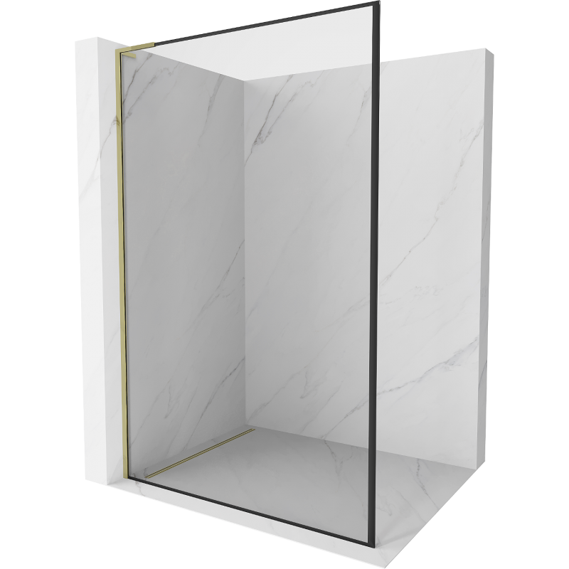 Mexen Kioto L Duschwand Walk-in 120 x 200 cm, schwarzer Rahmen, gold - 800-120-103-50-70