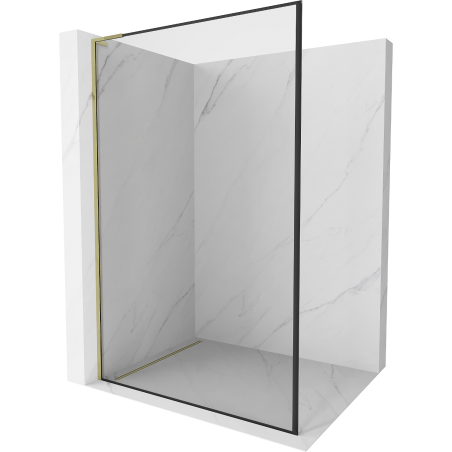 Mexen Kioto L Duschwand Walk-in 120 x 200 cm, schwarzer Rahmen, gold - 800-120-103-50-70