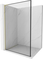 Mexen Kioto L Duschwand Walk-in 110 x 200 cm, schwarzer Rahmen, gebürstetes Gold - 800-110-103-55-70