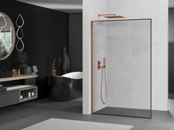 Mexen Kioto L Duschwand Walk-in 60 x 200 cm, schwarzer Rahmen, Roségold - 800-060-103-60-70
