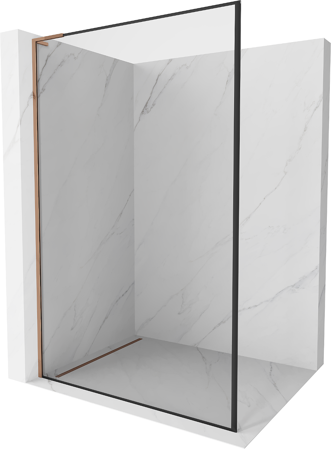 Mexen Kioto L Walk-in Duschwand 80 x 200 cm, schwarzes Muster, roségold - 800-080-103-60-70