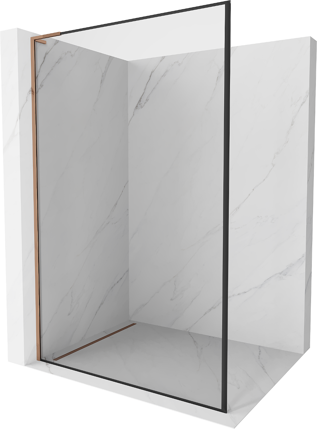 Mexen Kioto L Duschwand Walk-in 110 x 200 cm, schwarzes Muster, roségold - 800-110-103-60-70