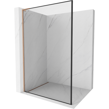 Mexen Kioto L Duschwand Walk-in 70 x 200 cm, schwarzer Rahmen, gebürstetes Kupfer - 800-070-103-65-70