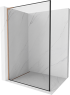Mexen Kioto L Duschwand Walk-in 90 x 200 cm, schwarzer Rahmen, gebürstetes Kupfer - 800-090-103-65-70