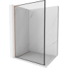 Mexen Kioto L Duschwand Walk-in 60 x 200 cm, schwarzer Rahmen, gebürstetes Kupfer - 800-060-103-65-70