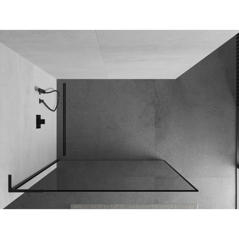Mexen Kioto L Duschtrennwand Walk-in 90 x 200 cm, schwarzer Rahmen, schwarz - 800-090-103-70-70