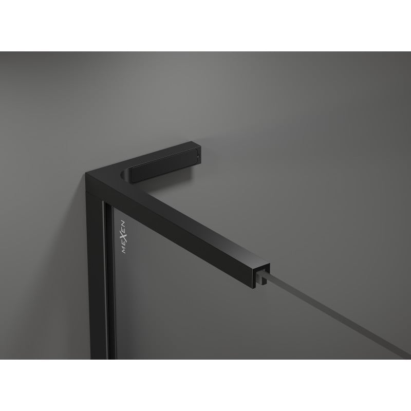 Mexen Kioto L Duschwand Walk-in 120 x 200 cm, schwarzer Rahmen, schwarz - 800-120-103-70-70