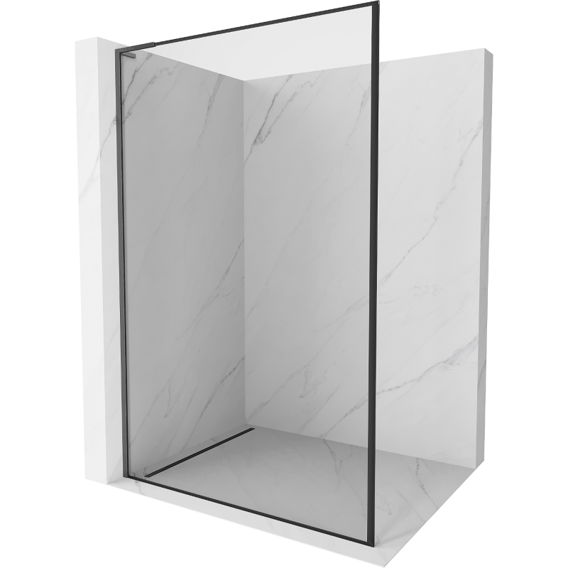 Mexen Kioto L Duschwand Walk-in 60 x 200 cm, schwarzer Rahmen, gebürstetes Gun Gray - 800-060-103-66-70