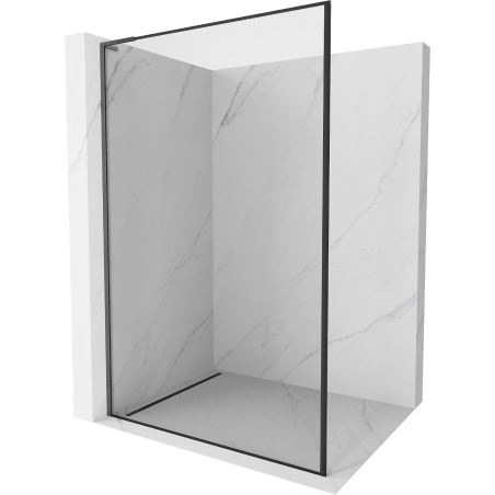 Mexen Kioto L Duschwand Walk-in 60 x 200 cm, schwarzer Rahmen, gebürstetes Gun Gray - 800-060-103-66-70