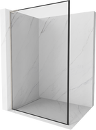 Mexen Kioto L Duschwand Walk-in 60 x 200 cm, schwarzer Rahmen, gebürstetes Nickel - 800-060-103-97-70