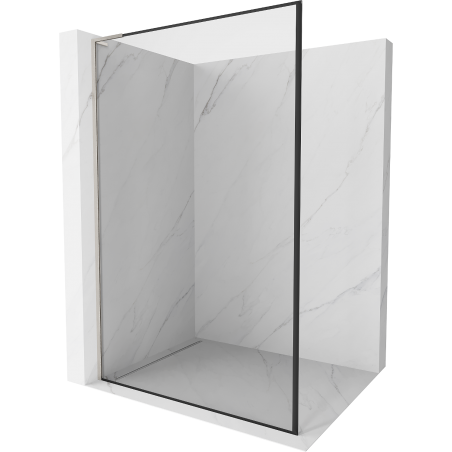 Mexen Kioto L Duschwand Walk-in 80 x 200 cm, schwarzer Rahmen, gebürsteter Nickel - 800-080-103-97-70