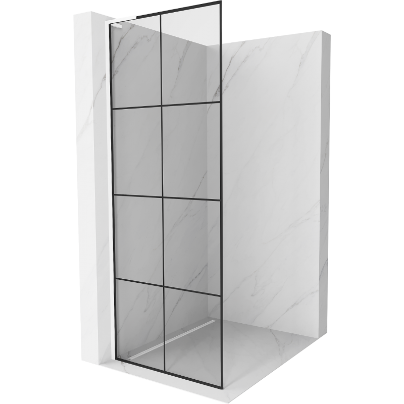 Mexen Kioto L Duschwand Walk-in 70 x 200 cm, schwarzes Gitter, weiß - 800-070-103-20-77