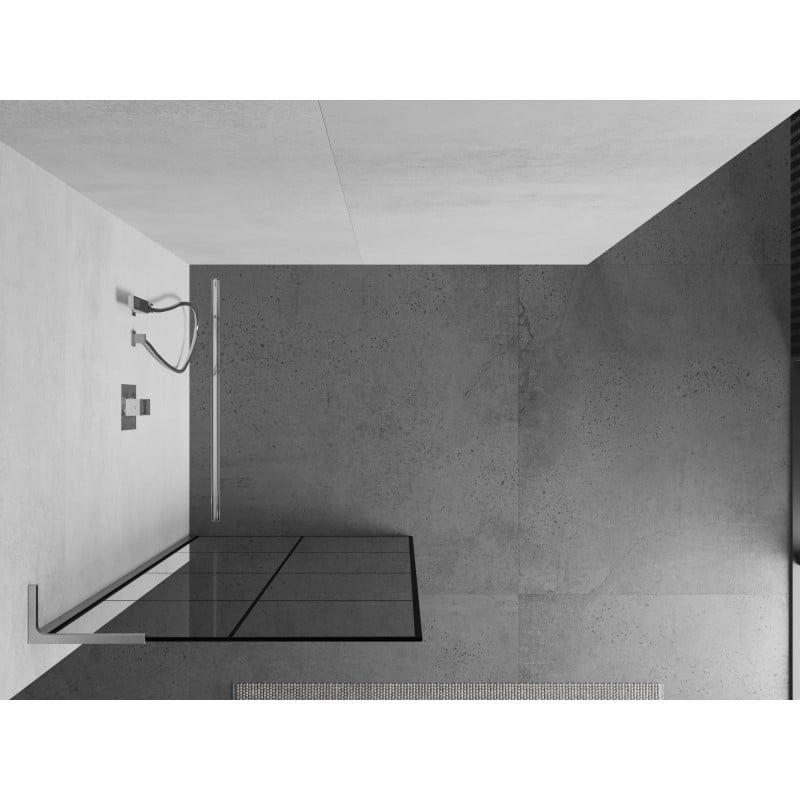 Mexen Kioto L Duschwand Walk-in 70 x 200 cm, schwarzes Gitter, Chrom - 800-070-103-01-77