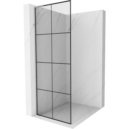 Mexen Kioto L Duschwand Walk-in 80 x 200 cm, schwarzes Gitter, Chrom - 800-080-103-01-77