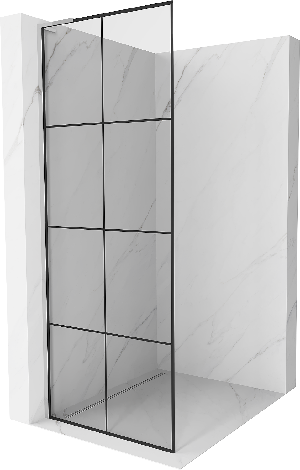 Mexen Kioto L Duschwand Walk-in 80 x 200 cm, schwarzes Muster, Chrom - 800-080-103-01-77