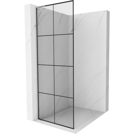Mexen Kioto L Duschwand Walk-in 90 x 200 cm, schwarzes Gitter, Chrom - 800-090-103-01-77