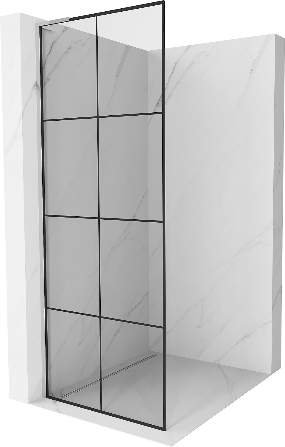 Mexen Kioto L Duschwand Walk-in 90 x 200 cm, schwarzes Muster, Chrom - 800-090-103-01-77