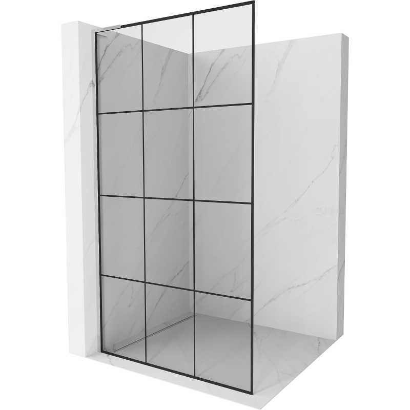Mexen Kioto L Duschwand Walk-in 110 x 200 cm, schwarzes Gitter, Chrom - 800-110-103-01-77