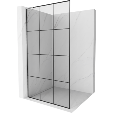 Mexen Kioto L Duschwand Walk-in 120 x 200 cm, schwarzes Gitter, Chrom - 800-120-103-01-77