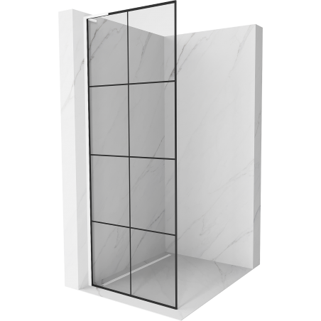 Mexen Kioto L Duschwand Walk-in 80 x 200 cm, schwarzes Gitter, weiß - 800-080-103-20-77