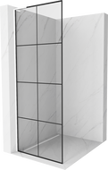 Mexen Kioto L Duschwand Walk-in 90 x 200 cm, schwarzes Gitter, weiß - 800-090-103-20-77