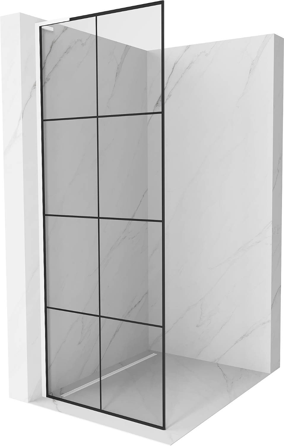 Mexen Kioto L Duschwand Walk-in 90 x 200 cm, schwarzes Muster, weiß - 800-090-103-20-77