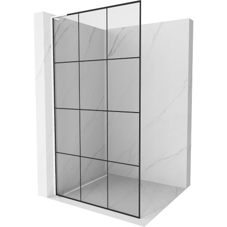 Mexen Kioto L Duschwand Walk-in 100 x 200 cm, schwarzes Gitter, weiß - 800-100-103-20-77