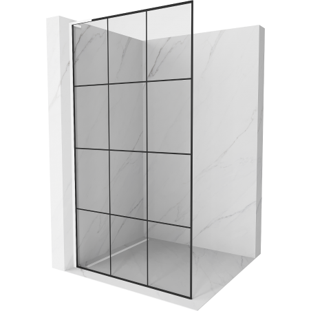Mexen Kioto L Duschwand Walk-in 110 x 200 cm, schwarz kariert, weiß - 800-110-103-20-77