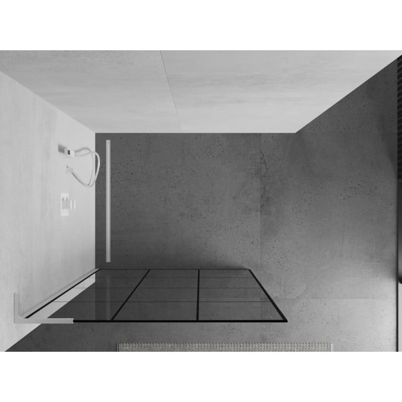 Mexen Kioto L Duschwand Walk-in 110 x 200 cm, schwarz kariert, weiß - 800-110-103-20-77