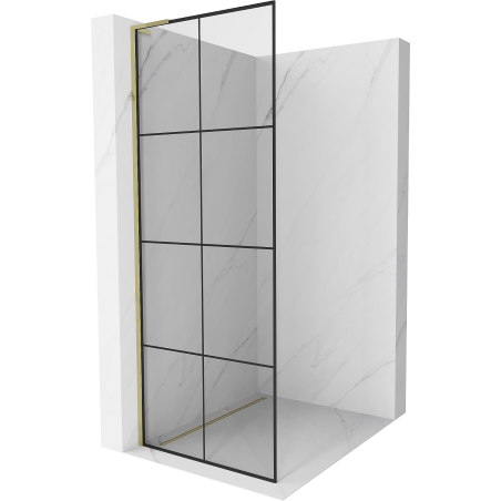 Mexen Kioto L Duschwand Walk-in 80 x 200 cm, schwarzes Gitter, Gold - 800-080-103-50-77