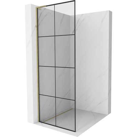 Mexen Kioto L Duschwand Walk-in 90 x 200 cm, schwarzes Gitter, golden - 800-090-103-50-77