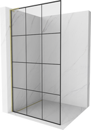 Mexen Kioto L Duschwand Walk-in 110 x 200 cm, schwarzes Gitter, gold - 800-110-103-50-77