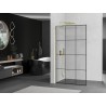 Mexen Kioto L Duschwand Walk-in 110 x 200 cm, schwarzes Gitter, gold - 800-110-103-50-77