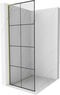 Mexen Kioto L Duschwand Walk-in 80 x 200 cm, schwarzes Gitter, gebürstetes Gold - 800-080-103-55-77
